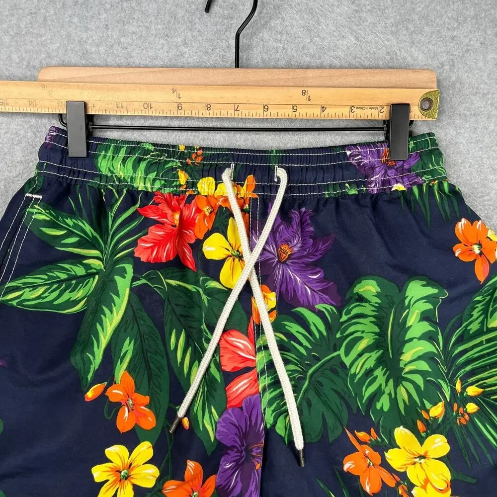 Polo Ralph lauren Lined Hawaiian Print Swim Trunks Bathing Suit Mens Small
